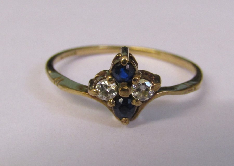 9ct gold sapphire and diamond ring size L weight 1 g