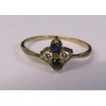 9ct gold sapphire and diamond ring size L weight 1 g