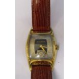 Vintage Bulova gold plated wristwatch 15 jewels with leather strap