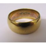 9ct gold band ring size R, D 8 mm, weight 7.58 g
