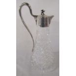 Silver and cut glass claret jug with lion finial, Sheffield 2000