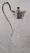 Silver and cut glass claret jug with lion finial, Sheffield 2000