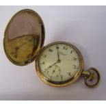 Gold plated The Consol swiss made full hunter pocket watch, Dennison watch case, 7 jewels