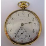 14ct  gold open faced Waltham pocket watch, 21 jewels, maximus no 9532967 gross weight 92.4g, case