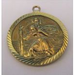 9ct gold St Christopher pendant weight 1.9 g D 18 mm