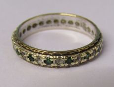 9ct gold full eternity ring with coloured stones size O weight 2.27 g