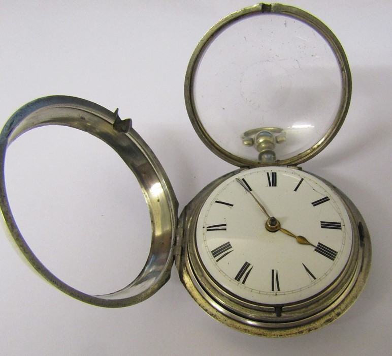 Georgian silver pear cased pocket watch signed Geo Mulgrave London 10997 to movement, hallmarked - Image 3 of 8