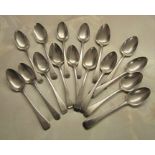 Selection of 16 silver teaspoons inc  London 1829 (3), 1808 (5), 1824 (3), 1811 (2) total weight 9.