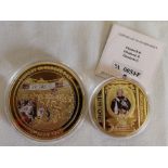 2015 VE Day London 70th Anniversary end of World War II gold plated coin capsule & 2017 Greatest
