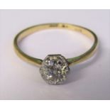 9ct gold diamond solitaire ring 0.55 ct size N/O weight 1.5 g