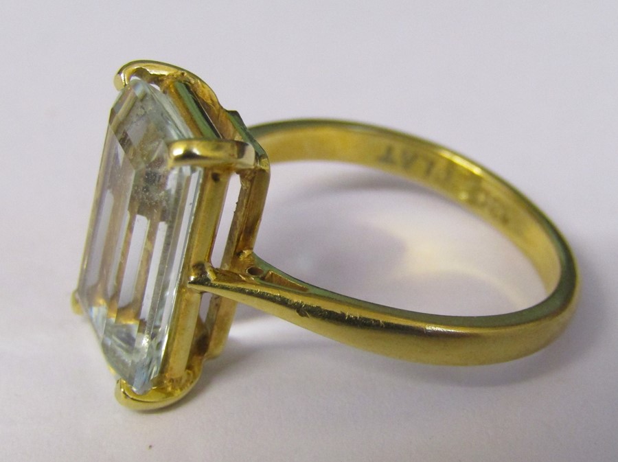 18ct gold and platinum aquamarine ring 3.5 ct size M weight 3.9 g - Image 3 of 4