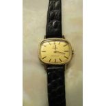 Ladies Omega Geneve wrist watch with leather strap (not working)