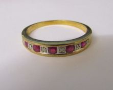 9ct gold ruby and diamond ring size U/V weight 2.5 g