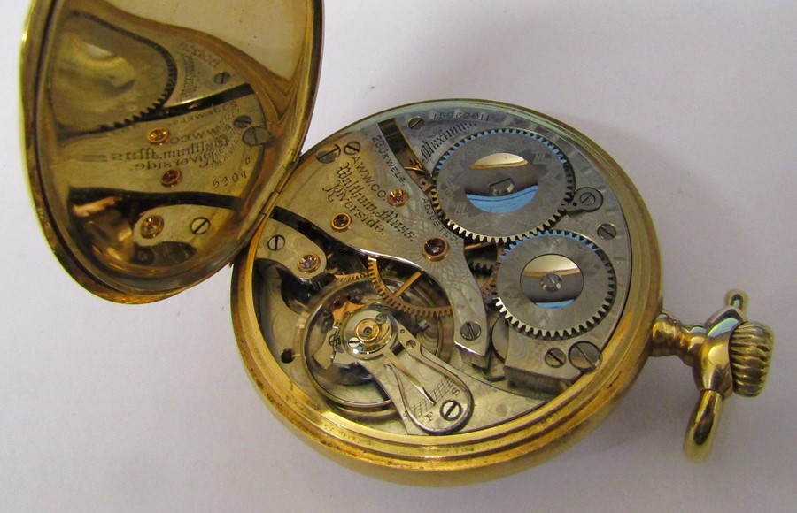 14ct gold open faced Waltham pocket watch, 23 jewels, Maximus, no 15062011, total weight 75 g, - Image 4 of 4