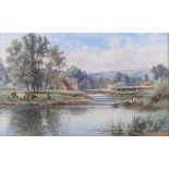 A Glendening, '03: watercolours, view of Streatley on Thames, 9 1/2" x 15 1/4", in strip frame