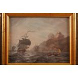 English 19th century School: a pair of bodycolours, Galleon and Moonlit Beach, 6 1/2" x 8 1/2", in