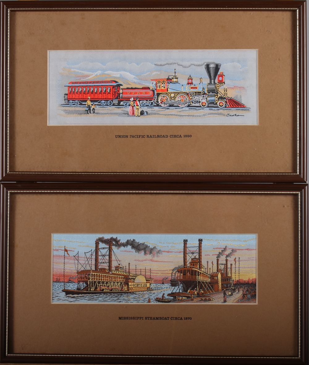 Four Cash's collectors series jacquard panels, "Mississippi", "Union Pacific", "Royal Artillery" (