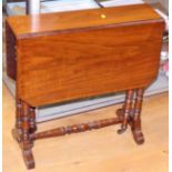 An Edwardian walnut Sutherland tea table, on turned and stretchered supports, 24" wide