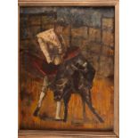 Modern British School, c1940: oil on board, matador and bull, 21" x 16", in painted frame