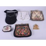 Two petit point evening bags, two other evening bags and two purses