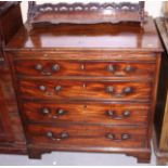 A bachelor's Georgian mahogany chest, fitted slide over four long graduated drawers with brass