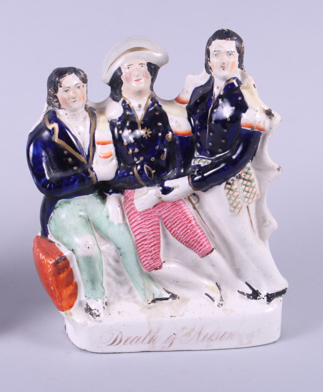 A 19th century Staffordshire figure, "The Death of Nelson" (restored), and another, "Grace Darling" - Image 2 of 7