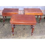 Three 19th century mahogany bidet stools, two with liners, on turned supports