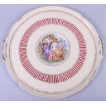 A Vienna porcelain gilt decorated cabinet tray with Angelica Kauffman centre, 15 1/2" dia