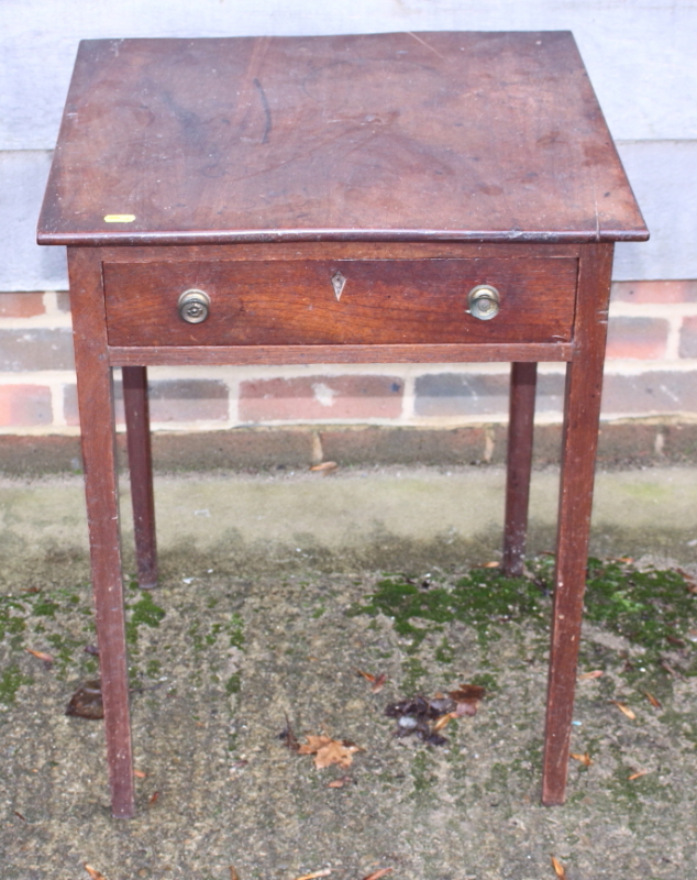 A 19th century square top occasional table, fitted one drawer, 20" wide