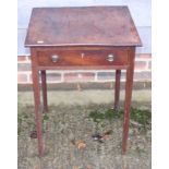 A 19th century square top occasional table, fitted one drawer, 20" wide