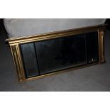 An early 19th century gilt framed triple-plate over mantel mirror, 54" wide overall