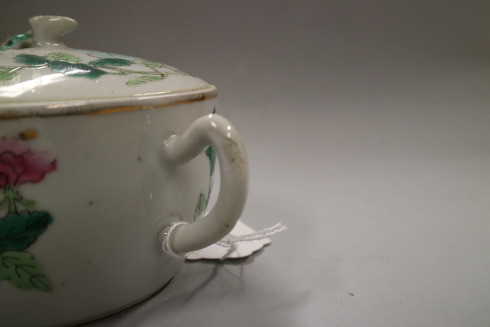 A Chinese famille rose porcelain teapot, enamelled with flower decoration, seal mark to base, and - Image 11 of 11