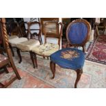 Seven late 19th century side chairs, various