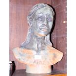 AR: a stoneware portrait bust of a girl, 18" high