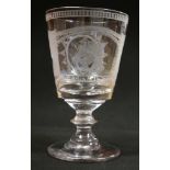 A 19th century ale glass, engraved with a view of Sunderland Bridge, a cordial glass with air