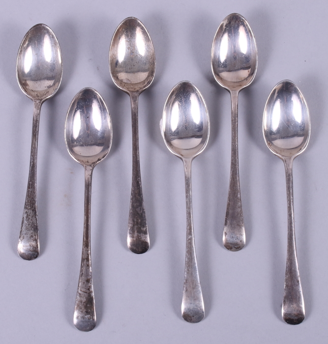 A set of six George V silver teaspoons, 2.8oz troy approx, and a silver oval photograph frame - Image 2 of 4