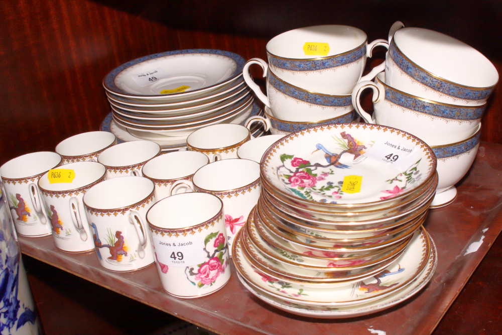 A Royal Albert "Westbourne" part teaset, and a Paragon bone china bird and flower decorated coffee