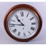 An Ansonia circular wall clock, in mahogany case, 16" dia