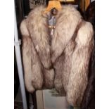 A blue fox fur short jacket