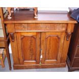 A 19th century mahogany chiffonier, fitted drawer over two arch top doors, on block base, 36" wide
