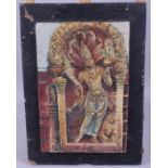 A painted tile study of the guardstone at Anurad Hapura, 13" x 8 1/2", and a similar painted tile of