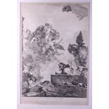 Tiepolo: an 18th century engraving, Madonna del Carmelo appearing to St Simon Stock, in ebonised