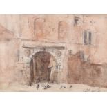 Charles Stewart Viscount Harding, 1866: a watercolour study of Hougoumont, 4 3/4" x 6 1/2",