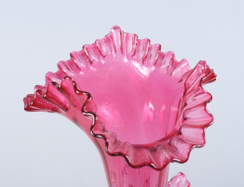 A four-branch cranberry epergne, 20" high - Image 3 of 4