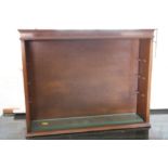 Two collectors walnut open display cabinets with adjustable glass shelves, 24" wide