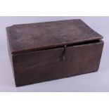 An 18th century elm box, 18" wide (damages)