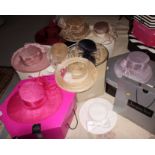 Seven lady's wedding day / race day hats, in original boxes