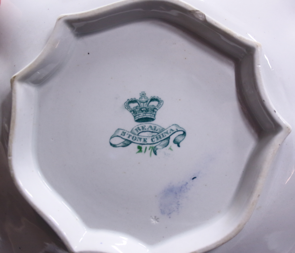 A Real Stone china dessert service with floral decoration and green borders - Image 2 of 2