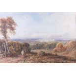 David Cox Jnr: watercolours, view of Windsor, 12 3/4" x 19", Ruskin Gallery label verso, in wash