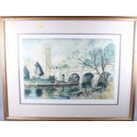 Jeremy King: a limited edition print, Magdalen Bridge, another print, "Silent Breeze", in frames
